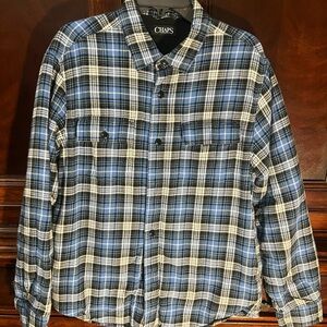 Chaps Men's Casual Blue and White Plaid Shacket